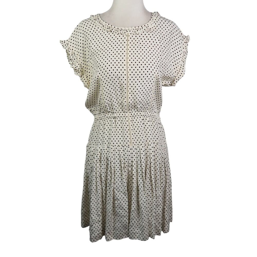 Alexa Chung for Madewell Cream and Black Polka Dot Silk Mini Dress 4
